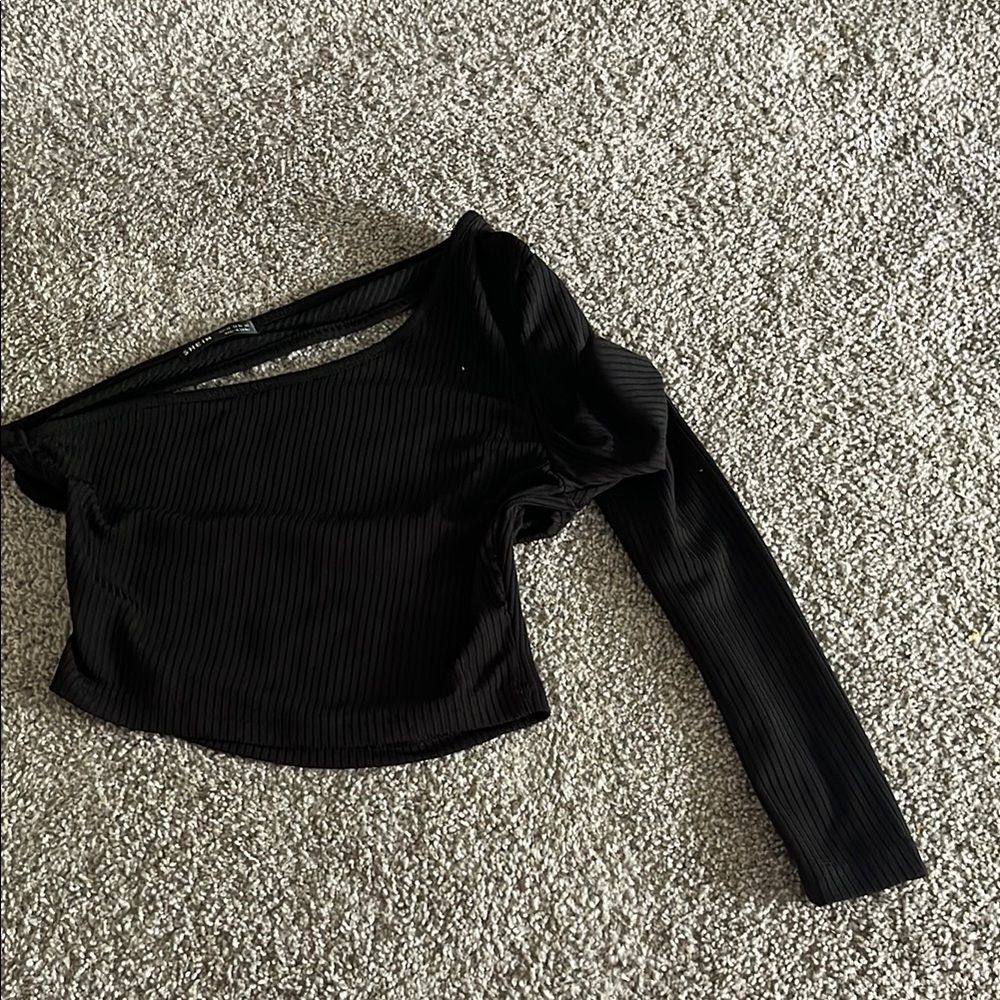 Elegant Black Ribbed Women's Top